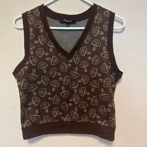 Mushroom print sweater vest, XS